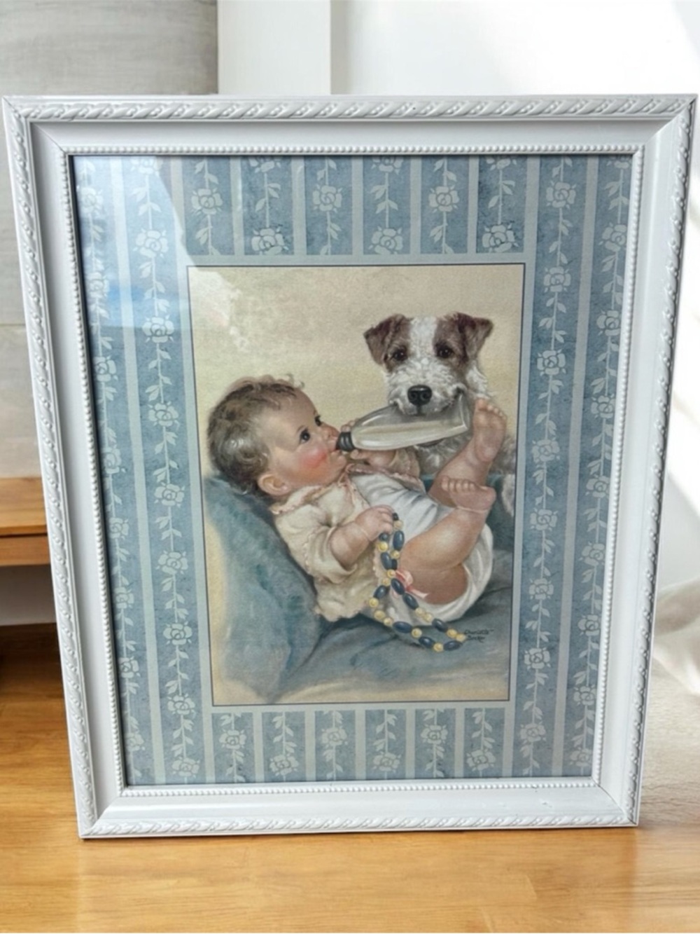 Charlotte Becker Baby & Jack Russell Terrier Dog Print Framed Nursery Wall Art